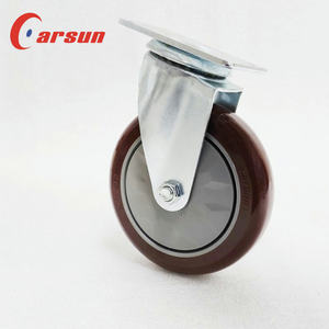 Roues en polyuréthane rouge de 5 pouces, roulettes industrielles à usage moyen, roues à plateau avec revêtements en plastique, OEM personnalisable, pivotantes en acier - Product Image 2