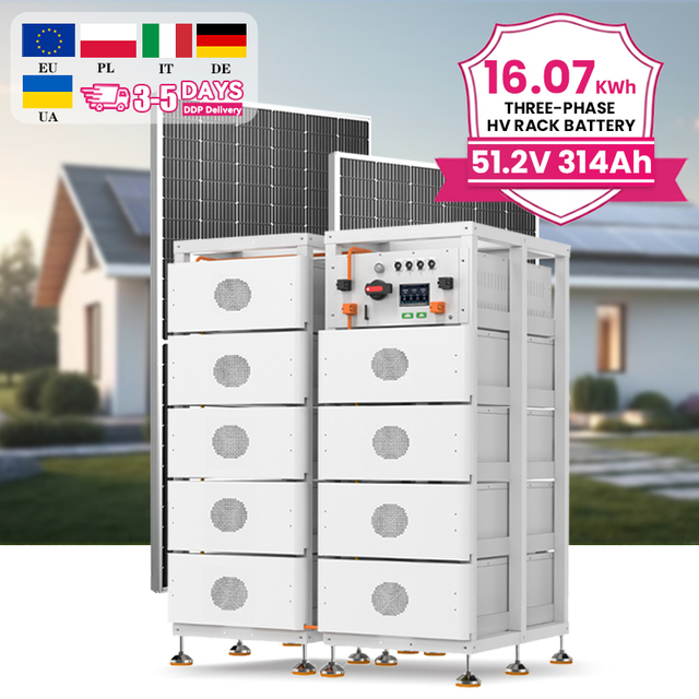 Stackable Modular 51.2V 314Ah 16.07kWh LiFePO4 Battery Pack LFP for Home Solar Storage ESS Backup Smart BMS