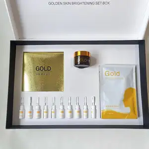 B altın folyo cilt bakımı Set cilt detoksifikasyon, parlatıcı, Dullness iyileştirme 99.9% altın yüz güzellik bakım özü seti