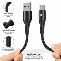 Kabel Data Desain Baru LED Auto Power-off USB A ke USB C dengan Layar LED, Kabel USB A ke C Berbahan Nilon Kepang 3A