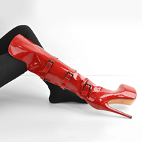 Bottes à semelles en cuir Super hautes pour femme, chaussures, à talons hauts