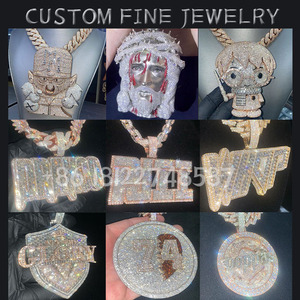 Tùy chỉnh vượt qua testter vvs moissanite kim cương Iced ra tên Thư Mặt dây chuyền 10K vàng 925 Bạc hip hop đồ trang sức người đàn ông - Product Image 6