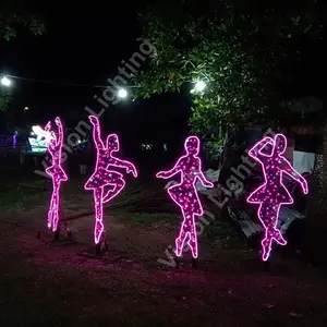 景观户外节IP65高品质发光二极管圣诞雕塑2D装饰舞者主题灯