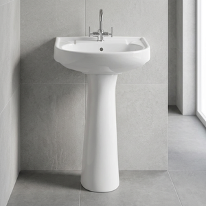 Latest Art Modern Antique Ceramic <b>Wall</b> Hung Wash Basin Half Pedestal Semi Washbasins Set Bathroom - Product Image 5