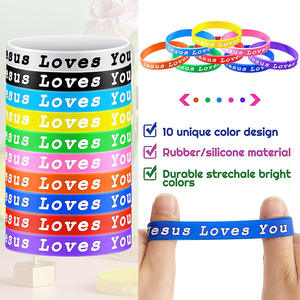KOMI 10pc Color oración fe Biblia verso pulseras de silicona cristiano Jesús pulseras de goma Jesús te ama pulseras de silicona - Product Image 5