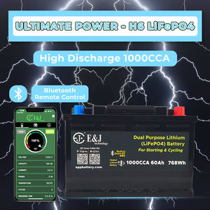 H6 Boyut 12V 60Ah Lityum LiFePO4 Akü 1000CCA Çift Amaçlı Marş Motoru ve Derin Deşarj Aküsü Porsche BMW Audi için Bluetooth Akıllı BMS ile - Product Image 1