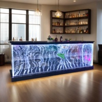 Meubles de bar de restaurant lumière colorée changeante Led acrylique bulle d'eau mur armoire à vin comptoir de bar