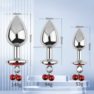 XLN <span class=keywords><strong>Plug</strong></span> <span class=keywords><strong>anal</strong></span> en acier inoxydable avec décorations en diamant, masseur <span class=keywords><strong>anal</strong></span>, chaîne de clochettes, <span class=keywords><strong>laisse</strong></span>, 100% étanche, 3 tailles, silicone - Product Image 3