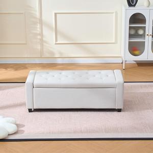 Panca contenitore da camera da letto 48 pollici, pouf imbottito in finto lino con braccioli per camera da letto, soggiorno, ingresso - Product Image 2