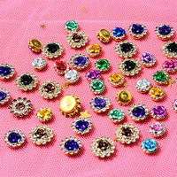 Fixation de griffe à chaud strass Base en vrac or Zircon alliage d'aluminium perles de fleur de Rose pour vêtements accessoires de bijoux de bricolage