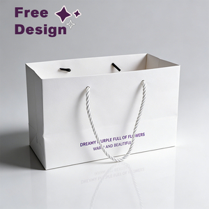 Bolsa <span class=keywords><strong>de</strong></span> Regalo <span class=keywords><strong>de</strong></span> Papel Blanco Ecológica Clásica con Logotipo Personalizado, con Asa <span class=keywords><strong>de</strong></span> Cuerda <span class=keywords><strong>de</strong></span> Algodón Gruesa para Promoción - Product Image 2