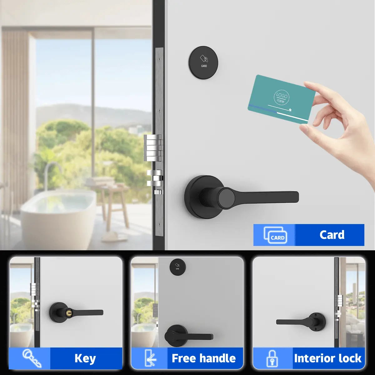 Goodum-Sistema inteligente de bloqueo de puerta de hotel, abridor de tarjetas RFID, de acero inoxidable, con opciones de almacenamiento de datos en la nube