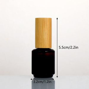 China Wooden Custom Logo Square Shape Screw Lids Eco Friendly Empty Glass Uv Nail Polish Gel <b>Bottles</b> Bamboo Cap With <b>Brush</b> - Product Image 2
