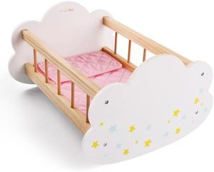 Berceau à <span class=keywords><strong>bascule</strong></span> en bois pour poupées 12-16 pouces <span class=keywords><strong>lit</strong></span> de sommeil avec accessoires meubles adaptés pour chambre ou salon - Product Image 1