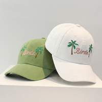 Casquette personnalisée brodée palmier, qualité supérieure, casquette de baseball réglable à 6 panneaux en velours côtelé