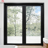Puerta Batiente de Aluminio de Estilo Francés Moderno con Diseño de Rejilla y Cristal para Interiores o Hogar, para Baños