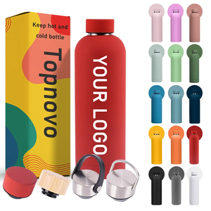 Bouteille d'eau sport en acier inoxydable à double paroi sous vide, anti-fuite, en caoutchouc mat, produit populaire 2025 de l'usine Topnovo - Product Image 1