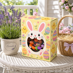 Boîte à bonbons personnalisée avec logo imprimé, boîte <span class=keywords><strong>cadeau</strong></span> en papier transparente avec fenêtre en forme de lapin pour la <span class=keywords><strong>chasse</strong></span> aux œufs de Pâques, cadeaux pour la fête de Pâques - Product Image 2