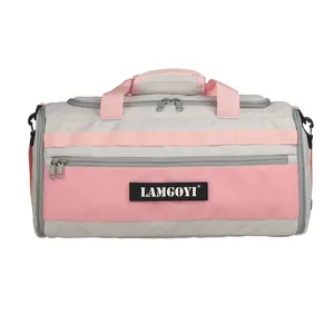 Mochila de fim de semana personalizada de fábrica, mochila de ginástica multifuncional rosa à prova d'água para academia