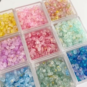 4x6mm 10 g/bolsa de cuentas de cacahuete de lámina de oro mate cremoso para hacer joyería DIY cuentas espaciadoras para pulsera Collar Cuentas de semillas de vidrio - Product Image 1