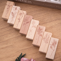 1pcs Stempel Bunga Liar di Pegunungan, Stempel Tanaman dan Bunga Kayu, Stempel Dekorasi Sastra Segar, 8 Model