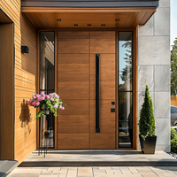 Portail d'entrée de jardin moderne en aluminium avec serrure intelligente, panneau en bois sculpté CNC, résistant aux intempéries, pour villa et cour, portail piétonnier