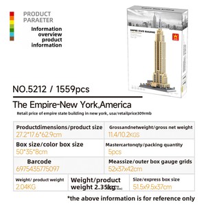 Modelo del Empire State Building de Nueva York, EE. UU., Bloques de Construcción de Partículas Pequeñas, Juguete Educativo de Plástico ABS, Más de 800 Piezas, Regalo para Armar - Product Image 2