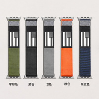 Convient pour Apple Watch Velcro Smart Watch avec drapeau Logo Bracelet en nylon 38/40/41mm 42/44/45/49mm Respirant