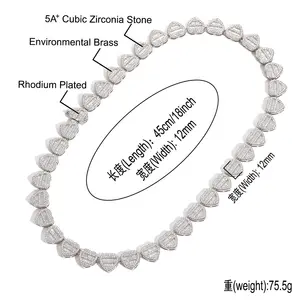 Цепочка-кластер женская из латуни, ожерелье в форме багета, сердца с квадратным кубическим цирконием, без никеля, ювелирные изделия, 12 мм