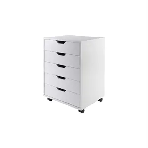 hot sale cheap modern white wooden 5 Drawer Mobile File Cabinet Assembled storage universal wheel living room office furniture