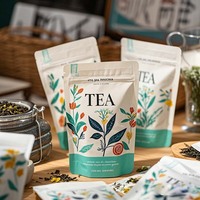 Sachet Doypack Personnalisé Mat Biodégradable en Mylar Imprimé par Héliogravure avec Fermeture Zip Refermable pour l'Emballage du Thé, du Café, du Lait et des Sushis