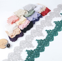 LS805 Vente à chaud d'accessoires de dentelle pour robe de mariée voile coiffure DIY voiture os paillettes broderie cils dentelle coupe