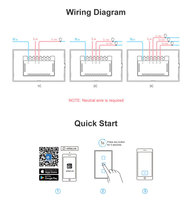 Interrupteur mural intelligent à double bouton, compatible Alexa et Google Home, 10A, IP27, 100-240V, design minimaliste, EWeLink, fabriqué aux États-Unis, durable, avec écran tactile.