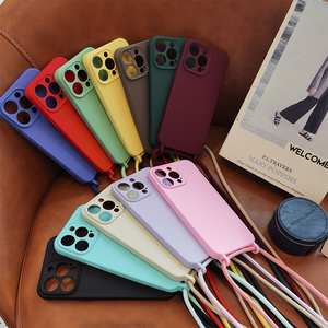 Custodia per telefono con cordino a tracolla regolabile per 16 15 14 <span class=keywords><strong>13</strong></span> 12 11 <span class=keywords><strong>Pro</strong></span> <span class=keywords><strong>Max</strong></span> 16Pro puntuale con foro per <span class=keywords><strong>fotocamera</strong></span> placcato in Silicone - Product Image 6