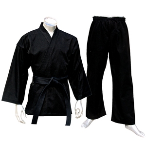 Conjunto de Uniformes de Karate de Algodón Negro Resistente con Pantalones de Cintura Elástica para Entrenamiento de Karate - Product Image 4