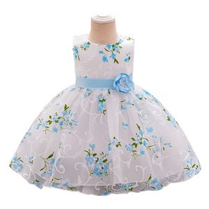 Abito da festa per neonata da 1-3 anni, <span class=keywords><strong>vestito</strong></span> estivo elegante per <span class=keywords><strong>bambina</strong></span>, abito a fiori in chiffon a tinta unita L1851XZ - Product Image 2