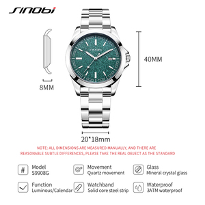 Montre à quartz pour <span class=keywords><strong>homme</strong></span>, boîtier de 40 mm, fenêtre de date, bracelet en acier inoxydable, lumineuse, étanche, montre-bracelet pour <span class=keywords><strong>homme</strong></span> - Product Image 6