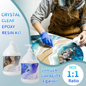LEQU Happy And Fun 1 Gallon Crystal <b>Clear</b> Epoxy Resin Kit, AB Adhesive for Casting Coating Wood Table & DIY Crafts - Product Image 4