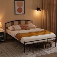 Cadre de lit double ou simple moderne en acier enduit de poudre noire pour la maison, l'école et la chambre à coucher dans les dortoirs.
