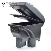 Vtear pour VW Jetta Mk5 Golf Mk5 6 2013 Boîte d'accoudoir en ABS PU avec chargeur USB, organiseur de console centrale, accessoires intérieurs de voiture