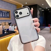 Étui de téléphone magnétique de luxe, coque arrière en acrylique transparente antichoc avec anneau métallique pour iPhone 16 Pro Max
