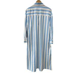 Robe chemise oversize à rayures verticales pour femme, col à revers, manches retroussables, poches latérales, coupe ample, longue, style maxi, idéale pour la plage - Product Image 3