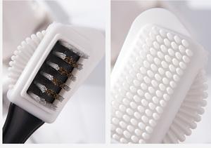 Commercio all'ingrosso della fabbrica in pelle scamosciata e nabuk 4-Way Multi-funzionale spazzola per scarpe nero + bianco di plastica maniglia Private Label personalizzazione - Product Image 3