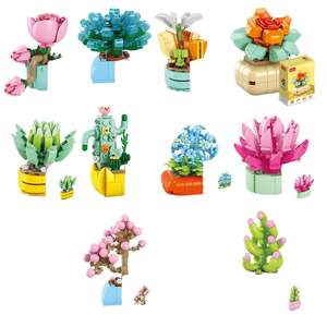 Nueva flor Mini plantas en maceta suculentas construcción Cactus bonsái árbol jardines bloques de construcción modelo ladrillos niños Diy juguete regalos - Product Image 1