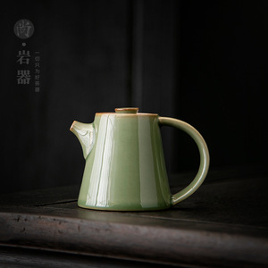 Retro Style Ceramic Teapot Bamboo Green Glazed Hand Held With Lid Yue Kiln Celadon Kung Fu <b>Tea</b> <b>Set</b> Single <b>Pot</b> - Product Image 2