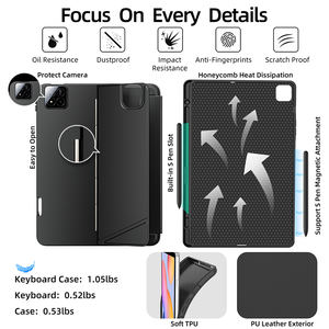 Funda desmontable para tableta inteligente de 11 pulgadas de alta calidad con ajuste multiángulo para Xiaomi Pad 5/5 Pro Keyboard Case-Nuevo producto - Product Image 5