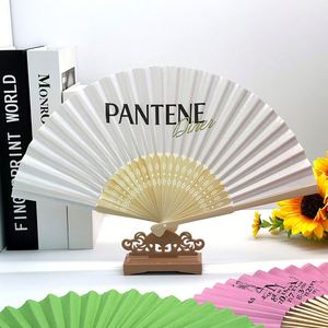 Éventail pliant en soie et bambou personnalisé avec logo imprimé et gravé, éventail de mariage en tissu personnalisé - Product Image 4