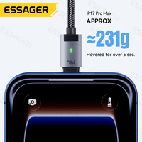 Câble de charge rapide magnétique USB-C vers USB-C ESSAGER ES-X95 tressé 1m 2m pour ordinateur portable, téléphone, 240W, pour iPhone, Xiaomi, Samsung