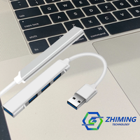 Accessoires informatiques ZhiMing Station d'accueil en alliage d'aluminium Hub USB 3.0 Adaptateur 4 ports Charge Transfert de données pour PC/Ordinateur portable