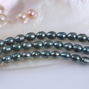 Perles d'eau douce en forme de riz vert pistache en gros, 18 cm 7-8 mm, naturelles, semi-finies, matière première pour bijoux DIY - Product Image 3